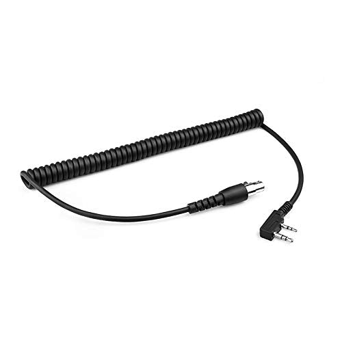 Wirenest 2-pin to 5-pin Mini XLR Coiled Headset Cable for Kenwood, Baofeng Two Way Handheld Radios