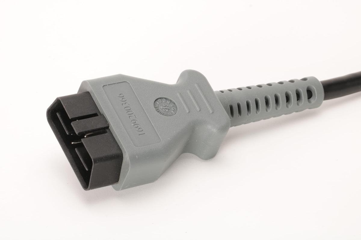 OBD-II vehicle connector and strain relief on the Wirenest MDI2 cable