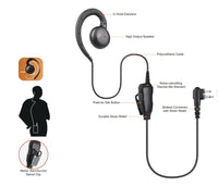 Wirenest C-Shape Ear Hook Earpiece with in-Line PTT Microphone and One-Wire Configuration Compatible with Motorola Two-Way Radios, Security, and Surveillance