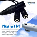 Wirenest GA Twin Plug to Airbus XLR Headset Adapter - General Aviation .206? & .25? Jacks to Female 5pin XLR Headset Connector - 5 Pin XLR - Compatible with Most Major Brand Pilot Headsets