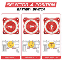 Wirenest 4 Position Marine RV Manual 2 Battery Selector Switch