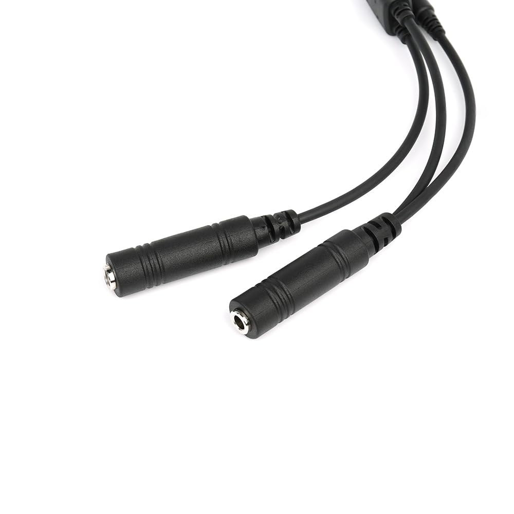 Wirenest® Aviation Headset Adapter Cable – Aftermarket Replacement for Icom OPC-2379 / OPC-499 – GA Dual-Plug Adapter with 3.5 mm PTT Jack & Rubber Seal for Icom IC-A3 A6 A14 A22 A24 A25 Radios