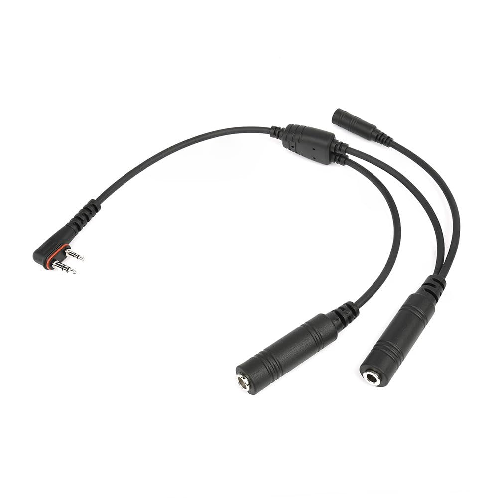 Wirenest® Aviation Headset Adapter Cable – Aftermarket Replacement for Icom OPC-2379 / OPC-499 – GA Dual-Plug Adapter with 3.5 mm PTT Jack & Rubber Seal for Icom IC-A3 A6 A14 A22 A24 A25 Radios
