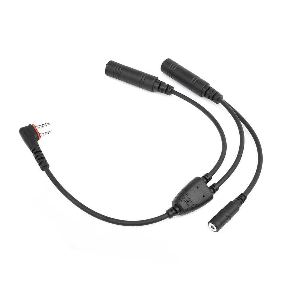 Wirenest® Aviation Headset Adapter Cable – Aftermarket Replacement for Icom OPC-2379 / OPC-499 – GA Dual-Plug Adapter with 3.5 mm PTT Jack & Rubber Seal for Icom IC-A3 A6 A14 A22 A24 A25 Radios