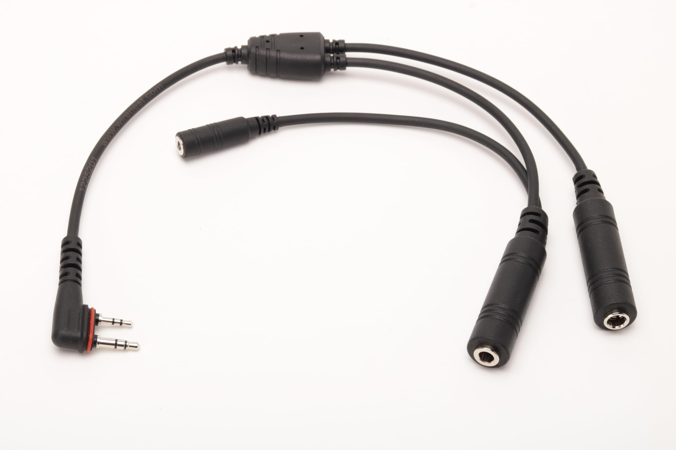 Wirenest® Aviation Headset Adapter Cable – Aftermarket Replacement for Icom OPC-2379 / OPC-499 – GA Dual-Plug Adapter with 3.5 mm PTT Jack & Rubber Seal for Icom IC-A3 A6 A14 A22 A24 A25 Radios