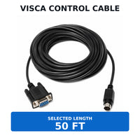 Wirenest VISCA DB9 female to 8-pin male control cable — length 50 ft