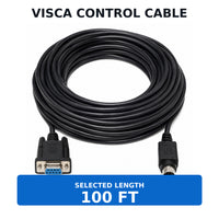 Wirenest VISCA DB9 female to 8-pin male control cable — length 100 ft