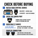 VISCA compatibility checklist: connector type, camera port and serial control signal