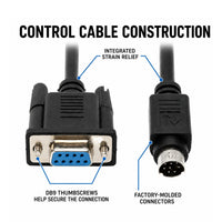 Wirenest VISCA DB9 female to 8-pin male control cable — construction