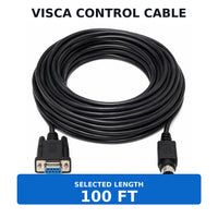 Wirenest VISCA DB9 female to 8-pin male control cable — length 100 ft